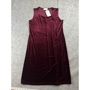 VTG Stephanie Parks Women's M Wine Velvet Dress Large Cocktail Shift Glam Y2K
